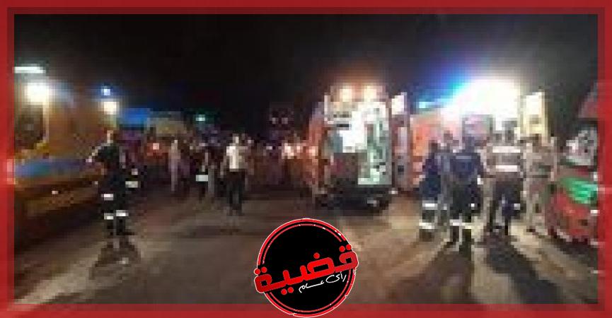 8 سيارات إسعاف لنقل مصابي حادث انقلاب سيارة أمام نادي أكتوبر