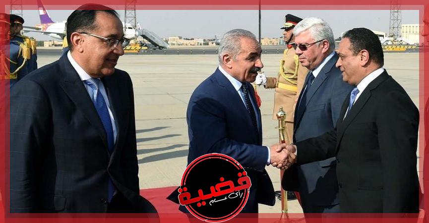 بالصور..رئيس الحكومة يستقبل نظيره الفلسطيني بمطار القاهرة