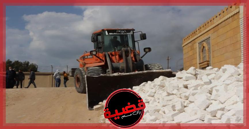 إزالة 400 مقبرة مخالفة بجمعية النصر بمدينة الخانكة بالقليوبية