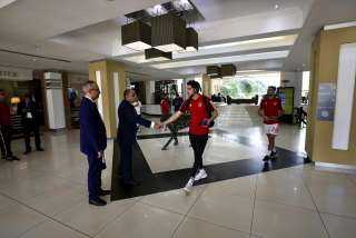 الأهلي يغادر فندق الإقامة متوجها إلى ملعب تي بي مازيمبي